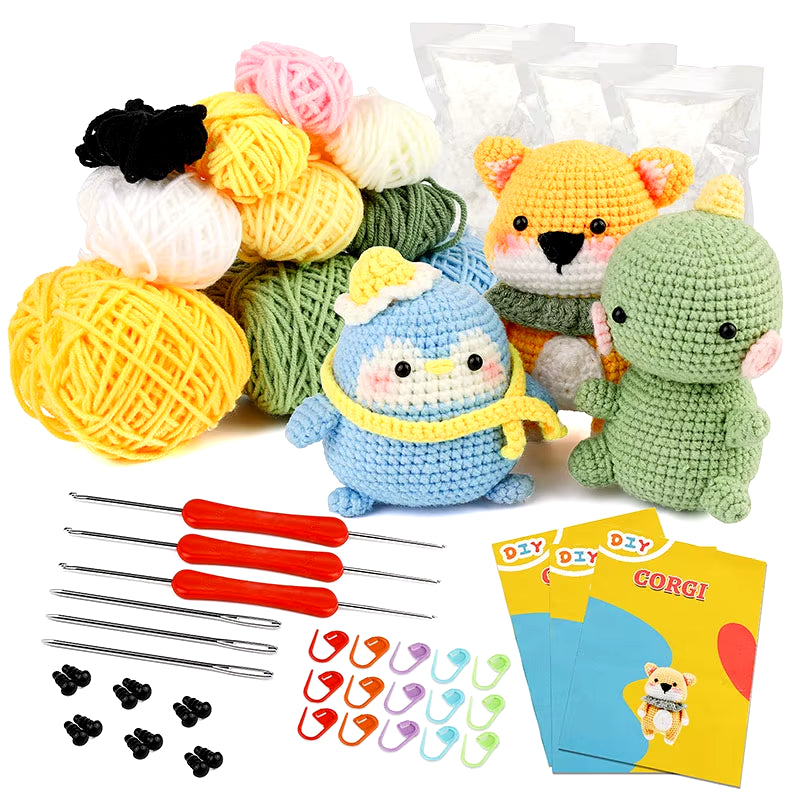 Create Adorable Plush Animals with the Complete DIY Crochet Animal Kit – Perfect for Beginners! Includes Everything You Need to Get Started!