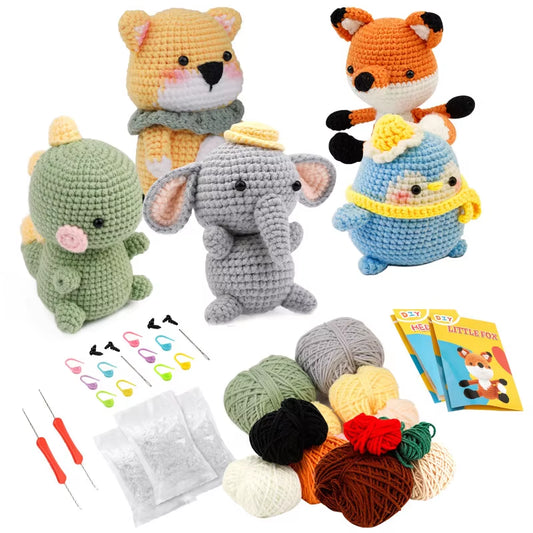 Create Adorable Plush Animals with the Complete DIY Crochet Animal Kit – Perfect for Beginners! Includes Everything You Need to Get Started!