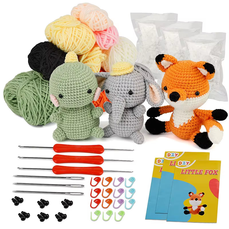 Create Adorable Plush Animals with the Complete DIY Crochet Animal Kit – Perfect for Beginners! Includes Everything You Need to Get Started!